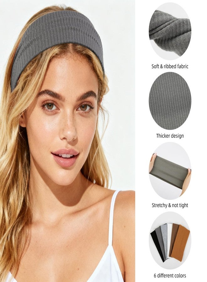 AIBFRID Headbands for Women Non Slip 6Pcs Thick Headbands Fashion Wide Headband Elastic Hairbands for Women's Hair Soft Head Band Workout Yoga Hair Accessories - Image 3